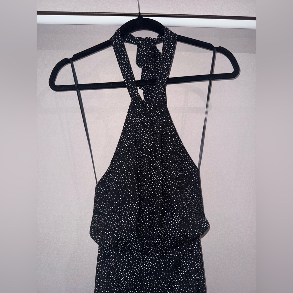 Express Black Patterned Halter Jumpsuit - image 7